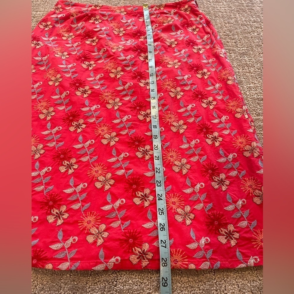 JOHNNY WAS Dark Pink Floral Embroidered Skirt,
Side Zip, Below Knee Length, L - Picture 9 of 13